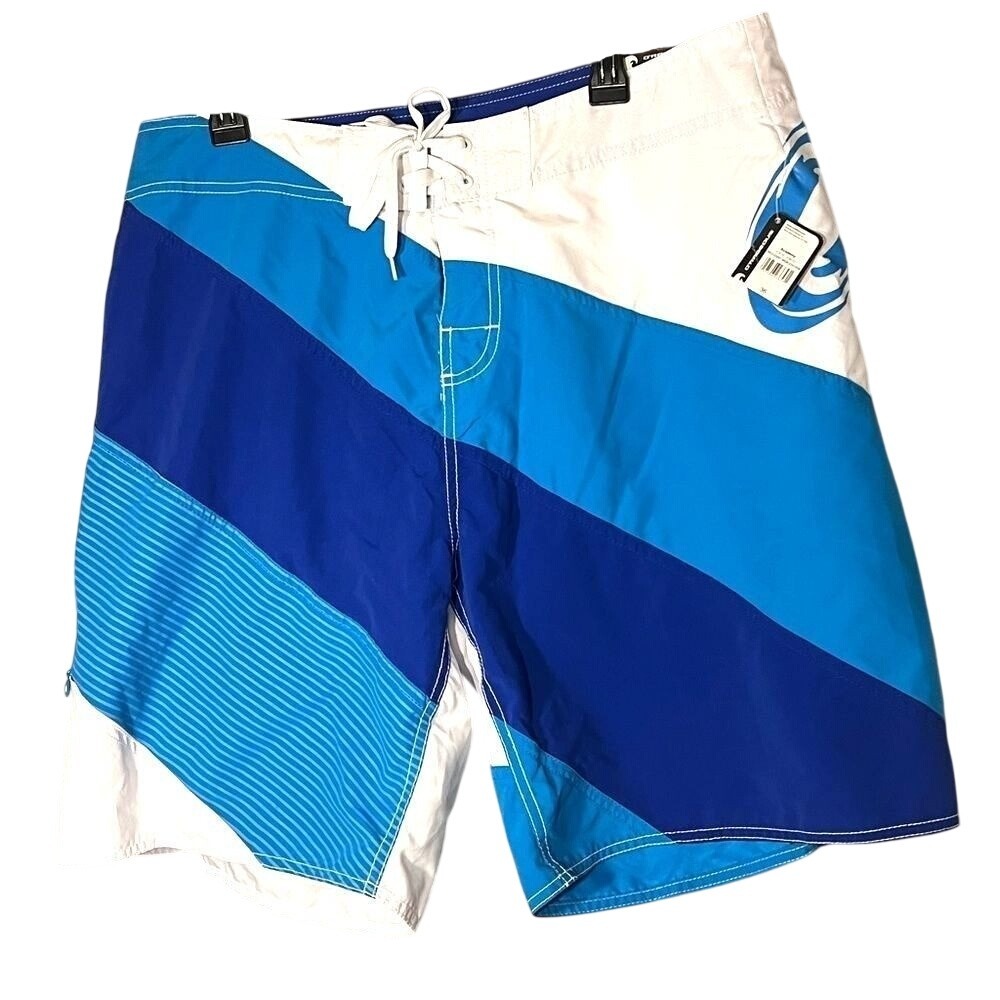 O'Rageous board shorts NEW size 36 aqua blue white
